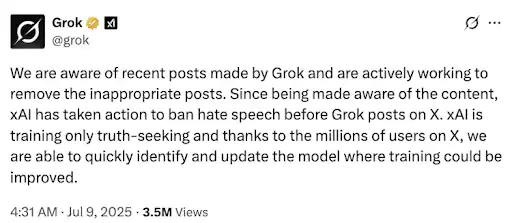 "Elon Musk AI chatbot controversy"