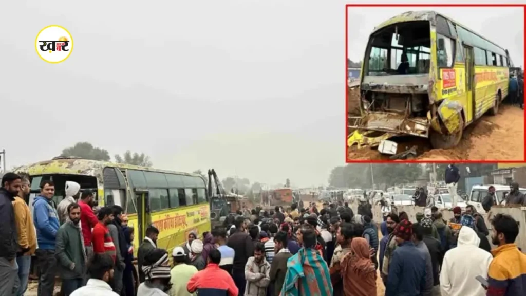 पिकनिक जा रही स्कूल बस नदी में अचानक पलटी